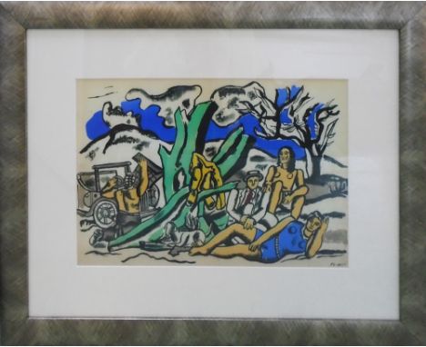 FERNAND LEGER 'walking by the road', lithograph published by Teriade and printed by Mourlot in 1951, initialled on the plate,