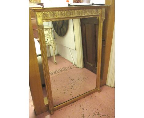 PIER MIRROR, rectangular gilt flanked by Classical reeded turned half column uprights, 77cm W x 106.5cm H.