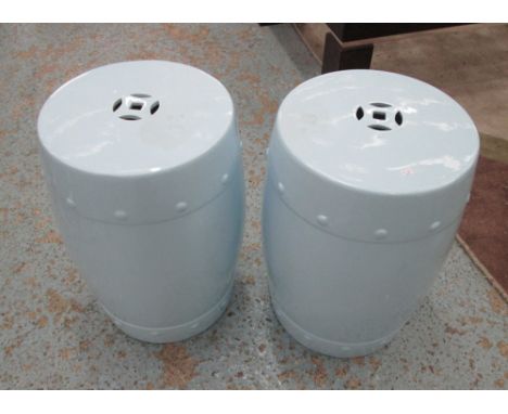 GARDEN SEATS, a pair, Chinese style in light blue. (2)