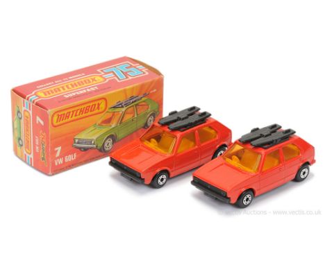 Matchbox Superfast 2 x 7c Volkswagen Golf - both are red body with slight shade difference between models (this may not show 
