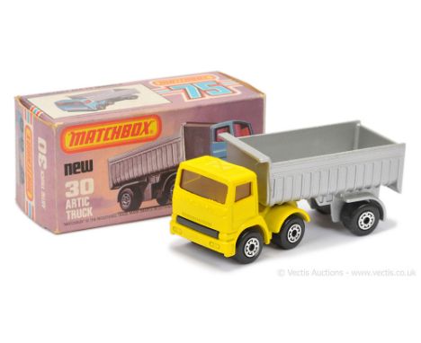 Matchbox Superfast 30d Leyland Articulated Truck - lemon yellow tractor unit, light amber windows, black plastic grille &amp;