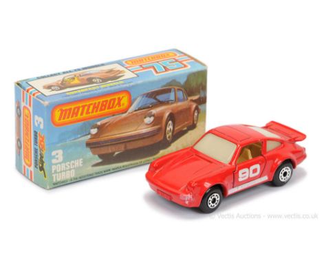 Matchbox Superfast 3c Porsche 911/930 Turbo - red body with white racing number 90 Tampo Print to sides only, without hood &a