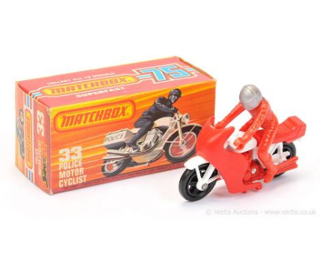 Matchbox Superfast 33c Honda CB750 Racing Motorcycle (from Super Kings K91 Motorcycle Racing Set) - white frame WITH RARE RED