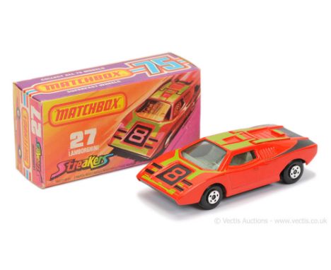 Matchbox Superfast 27b Lamborghini Countach Streakers issue - darker shade burnt orange body with lime green &amp; black raci