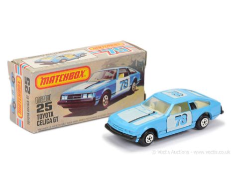 Matchbox Superfast 25e Toyota Celica GT - sky blue body with black &amp; white racing number 78 tampo print which matched the