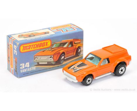 Matchbox Superfast 34b Ford Mustang Vantastic - orange body with racing number 34 hood label, without side labels, RARE LIGHT