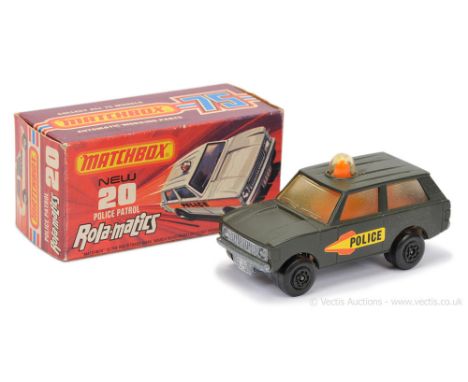 Matchbox Superfast 20b Range Rover Police Patrol twin pack issue - dark olive green body with red &amp; yellow Police labels 