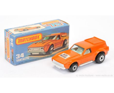 Matchbox Superfast 34b Ford Mustang Vantastic "Jaffa Mobile" promotional issue - orange body, pale turquoise green windows, w