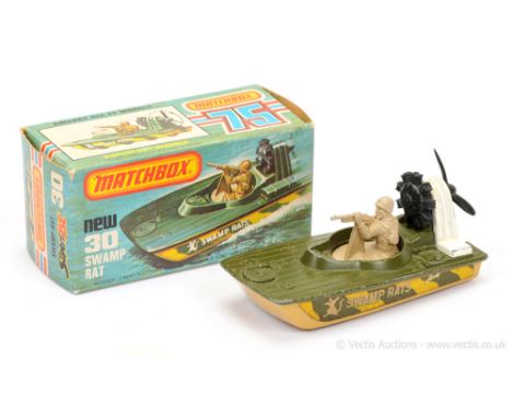 Matchbox Superfast 30c Swamp Rat Air Boat MADE IN BRAZIL ISSUE - very dark military green deck, white engine casing, light ta