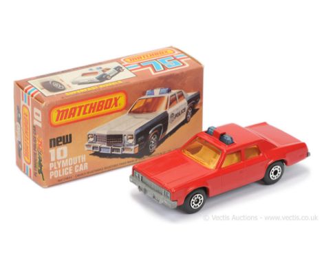 Matchbox Superfast 10c Plymouth Gran Fury Police Car FACTORY PRE-PRODUCTION COLOUR TRIAL - red body, blue roof lights, light 