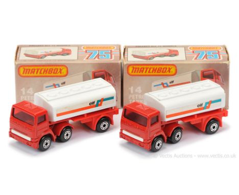 Matchbox Superfast 2 x 14c Leyland Articulated Tanker "Elf" - both are red Tractor Unit with red windows, white plastic grill