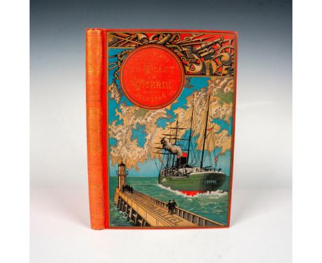 Beautiful volume from Hetzel's Au Steamer (Red macaron) French edition of the Voyages Extraordinaires by writer Jules Verne. 