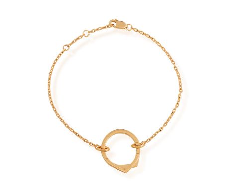REPOSSI: A GOLD 'ANTIFER' BRACELET, CIRCA 2024The polished arched hoop at the centre, suspending from a cable-link chain, in 
