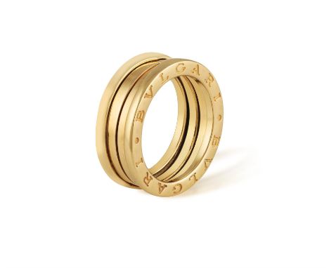 BULGARI: A GOLD ‘B.ZERO1’ RING Composed of a segmented band, each side with a ring engraved ‘Bvlgari Bvlgari', in 18K gold, s