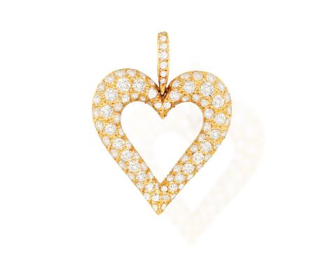 BOUCHERON: A DIAMOND PENDANTOf openwork bombé heart design, pave-set with brilliant-cut diamonds throughout, with single-cut 