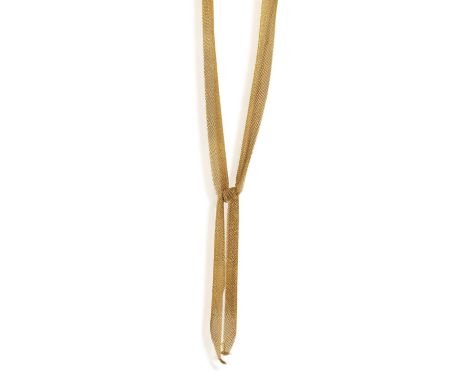 TIFFANY & CO., DESIGNED BY ELSA PERETTI: A GOLD 'MESH SCARF' NECKLACEOf woven mesh-linking, in 18K gold, signed Peretti and T