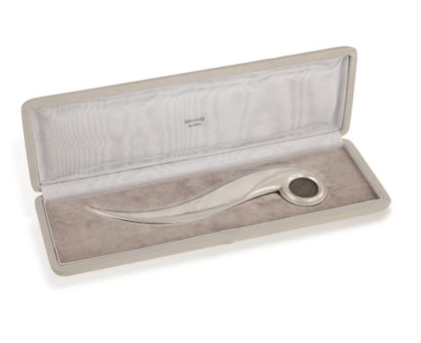 BULGARI, DESIGNED BY UBALDO VITALI: A SILVER PAPER KNIFE, CIRCA 1965-70Of S-scroll design, within inset probably bronze (?) c
