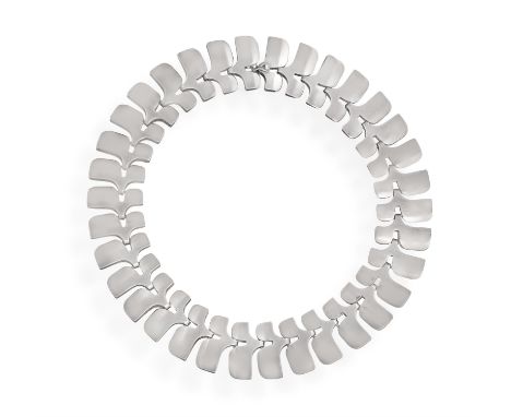 GEORG JENSEN, DESIGNED BY IBE DAHLQUIST: A SILVER NECKLACE, CIRCA 1960Composed of fancy fold-over links, in 925 silver, signe