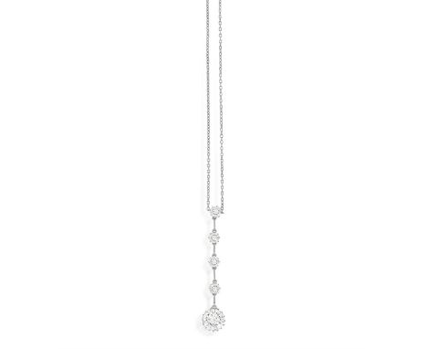 AN EARLY 20TH CENTURY DIAMOND PENDANT NECKLACEThe old cushion-shaped diamond weighing approximately 4.05cts, suspended from k