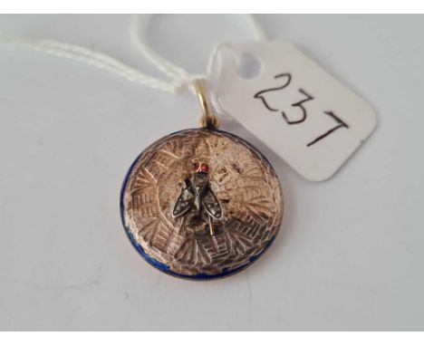 A antique gold diamond and ruby fly locket (enamel missing)    4.5 gms 