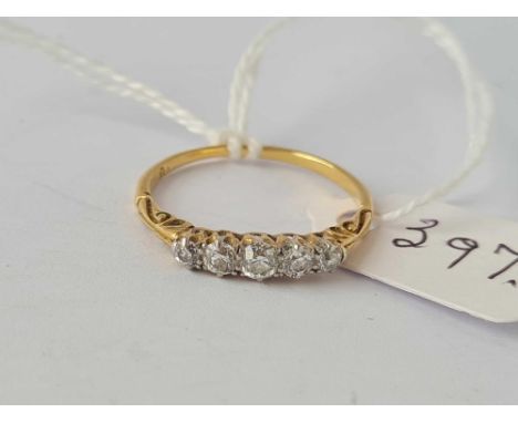 A five stone diamond ring 18ct gold size R     