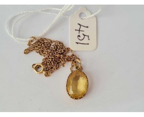 Vintage Citrine 9ct pendant on 9ct neck chain 4g inc