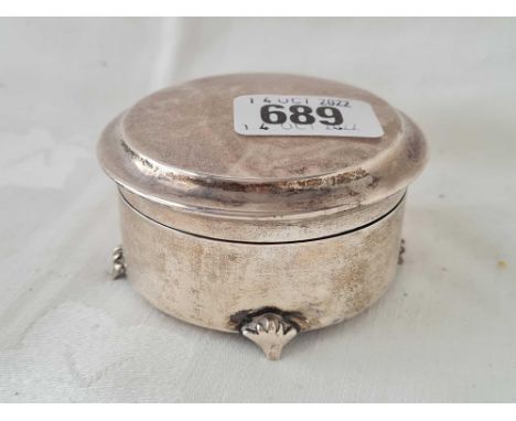 A circular ring box with hinged cover, 3" diameter, Birmingham 1908