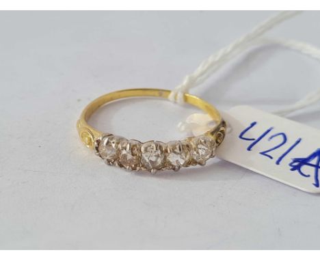 A five stone diamond half hoop ring, 18ct, size R, 1.9 g.