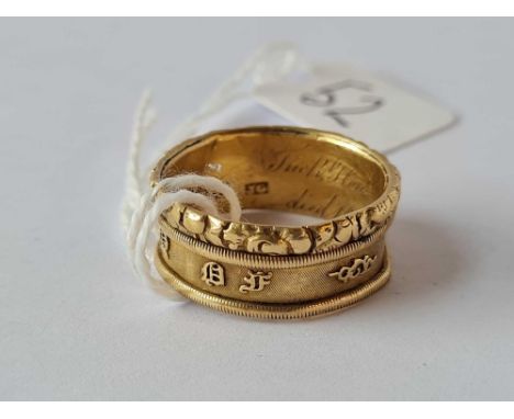 A Georgian memorial ring, inscribed “Lord Mac Donald Died 19th June 1824 in the 51st year of his age”, 18ct, 6.5 g. size P A/