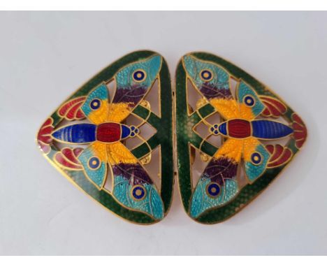 Antique enamel metal butterfly buckle