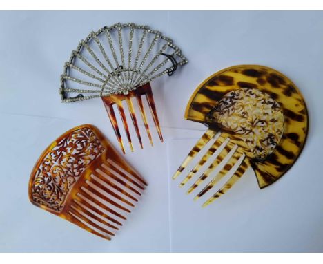 Three vintage large ornate mantilla hair combs