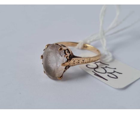 A rock quartz 9ct dress ring size N 2.6g inc