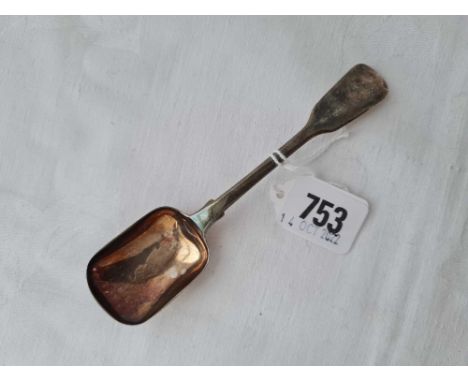 William IV long handled caddy spoon, fiddle pattern. London 1835 By MC. 30 gms