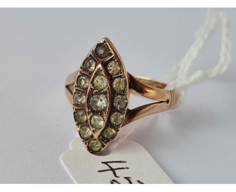 An Edwardian paste set ring, 9ct, Birmingham 1905, size N, 2.4 g,