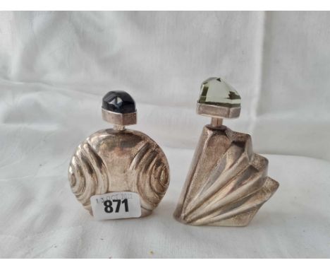 Two Art Deco style scent bottles 925 standard. 3.5 inch high