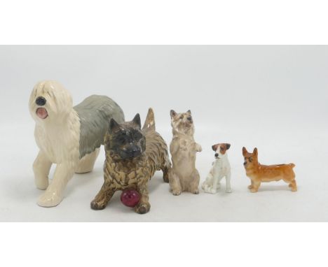 Royal Old English Sheepdog Figure, Cairn Terrier Figure , Seated Terrier Small Corgi etc (5) 