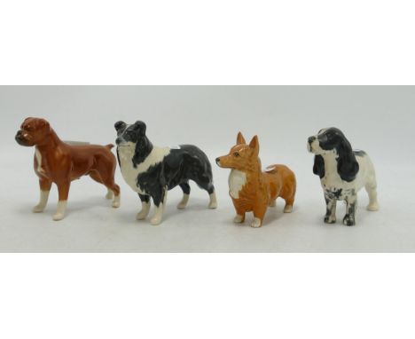 Beswick Boxer, Corgi, Spaniel &amp; Sheepdog(4) 