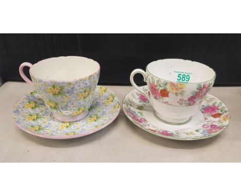 Two Shelley floral patterned cup and saucers. 