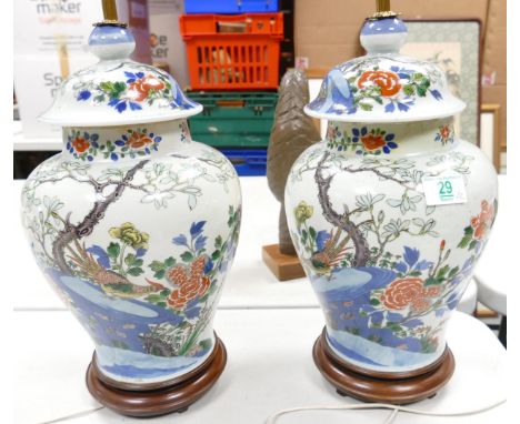 Pair Modern Large Oriental Style Lamp Bases, height to bulb 47cm(2) 