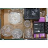 A collection of Cut & Pressed Glass Bowls , Vases & storage jars(2 trays)
