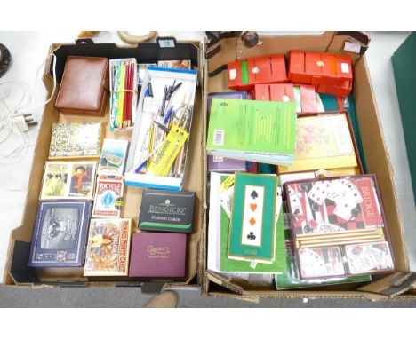 A mixed collection of items to include Playing Cards &amp; Bridge Sets(2 trays) 