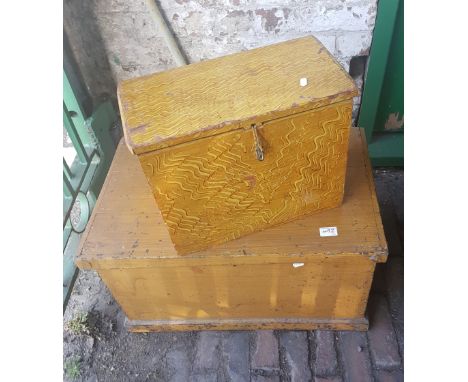 Painted pine trunk together with a similar smaller example (2). 
