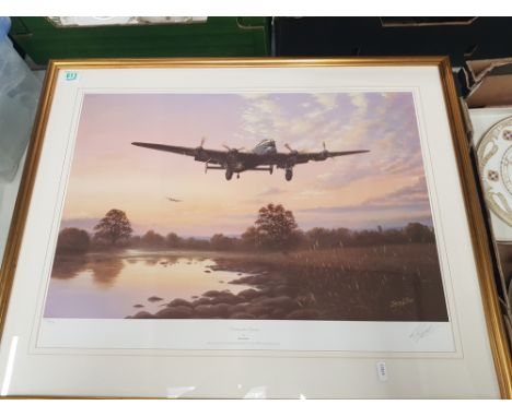 Large Barry Price limited edition Lancaster Dawn framed print. 