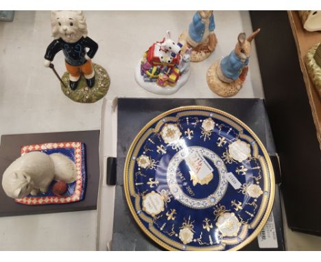 A mixed collection of ceramic items to include Royal Worcester royal commemorative plate together with Royal Doulton Mr Ping 