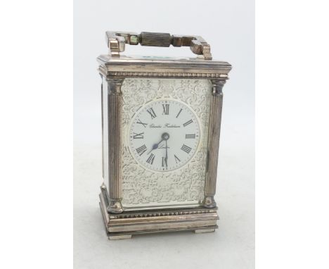 Charles Frodsham Silver Plated Carriage Clock to ,commemorate the Wedding of Princess Diana 1981, height 12cm 