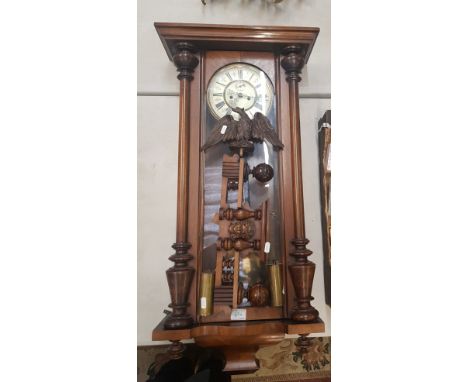 Early 20th century mahogany Vienna wall clock, height 125cm approx. 