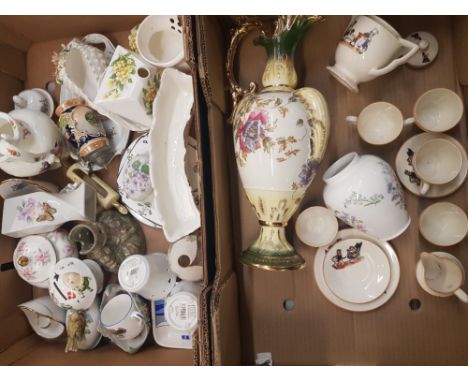 A mixed collection of ceramic items to include Aynsley Wild Tudor vase, Victorian ewer, vintage child's part tea set etc (2 t