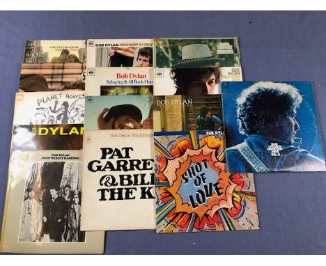 14 Bob Dylan LPs including: Blonde On Blonde, The Freewheelin', Deadpan Twist, Highway 61, Desire, Bringin' It All Back Home,