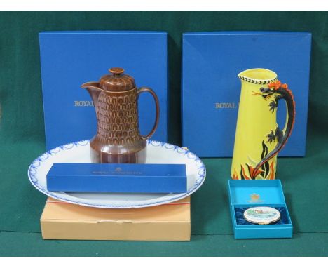 BISHOP WARE JUG, CASED REPRODUCTION BILSTON ENAMELLED BOX, BOXED ROYAL WORCESTER, ETC. 