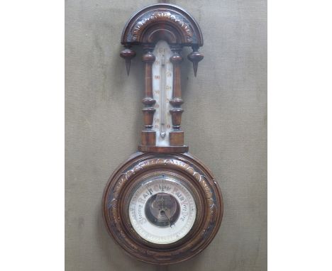 CARVED MAHOGANY CASED BAROMETER 